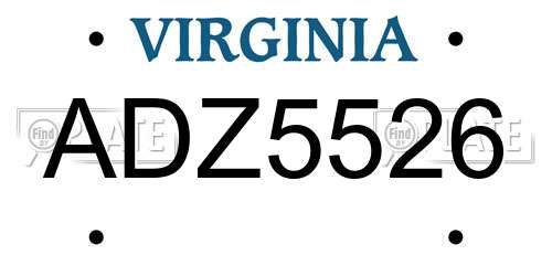 ADZ5526 Virginia License Plate