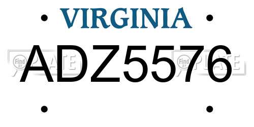 ADZ5576 Virginia License Plate