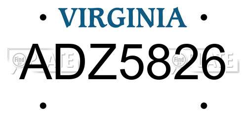 ADZ5826 Virginia License Plate