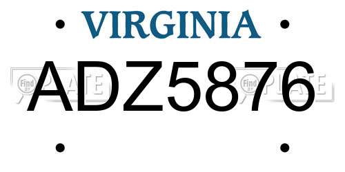 ADZ5876 Virginia License Plate