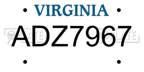ADZ7967 Virginia License Plate