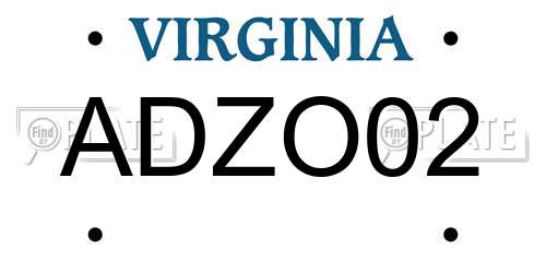 ADZO02 Virginia License Plate