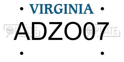 ADZO07 Virginia License Plate