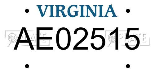 AE02515 Virginia License Plate