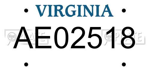 AE02518 Virginia License Plate