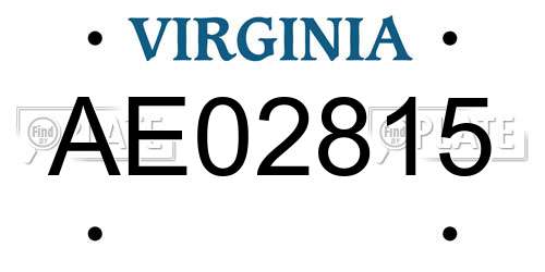 AE02815 Virginia License Plate