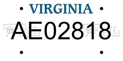 AE02818 Virginia License Plate