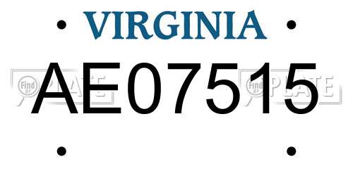 AE07515 Virginia License Plate
