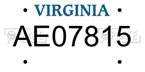AE07815 Virginia License Plate