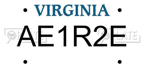 AE1R2E Virginia License Plate