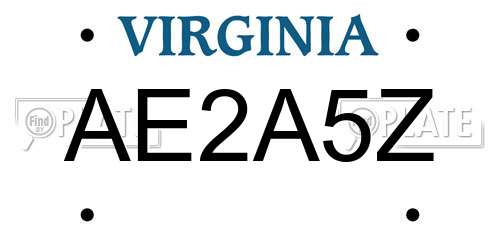 AE2A5Z Virginia License Plate
