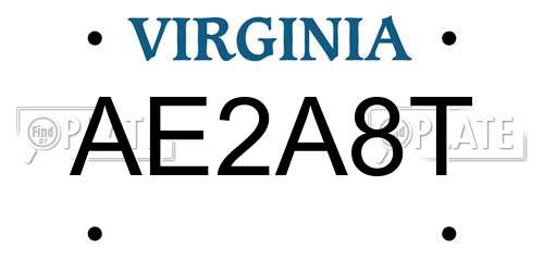 AE2A8T Virginia License Plate