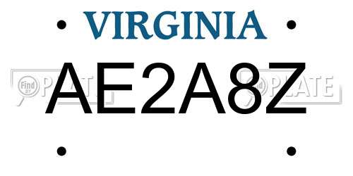 AE2A8Z Virginia License Plate