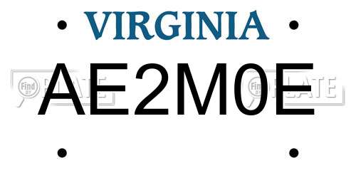 AE2M0E Virginia License Plate