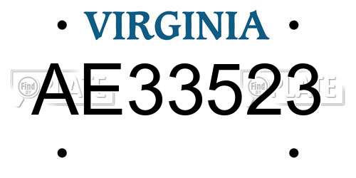 AE33523 Virginia License Plate