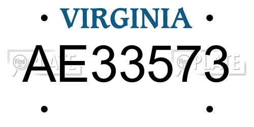 AE33573 Virginia License Plate