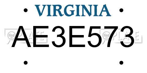 AE3E573 Virginia License Plate