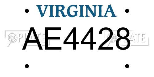 AE4428 Virginia License Plate