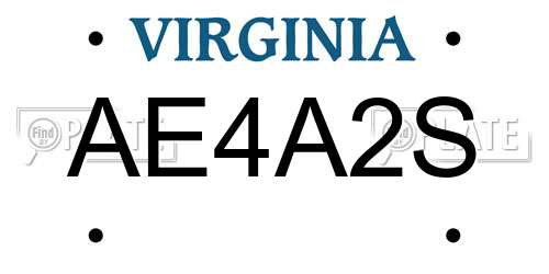 AE4A2S Virginia License Plate