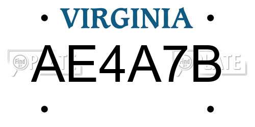 AE4A7B Virginia License Plate