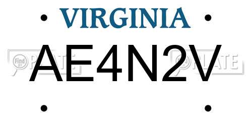 AE4N2V Virginia License Plate