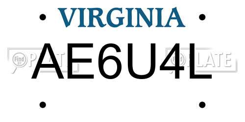 AE6U4L Virginia License Plate