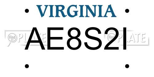 AE8S2I Virginia License Plate