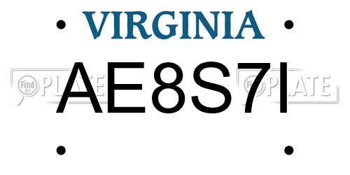 AE8S7I Virginia License Plate