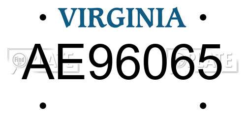 AE96065 Virginia License Plate