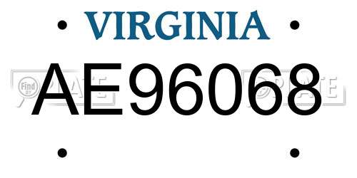 AE96068 Virginia License Plate