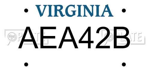 AEA42B Virginia License Plate