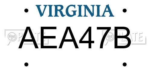 AEA47B Virginia License Plate