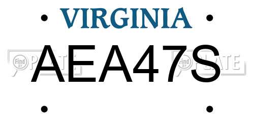 AEA47S Virginia License Plate