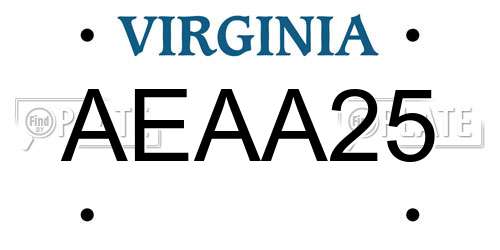 AEAA25 Virginia License Plate