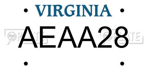 AEAA28 Virginia License Plate