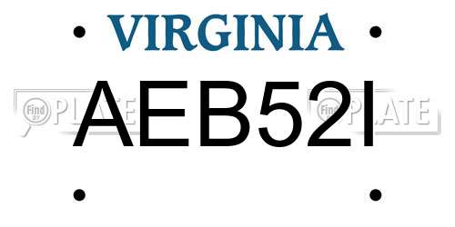 AEB52I Virginia License Plate