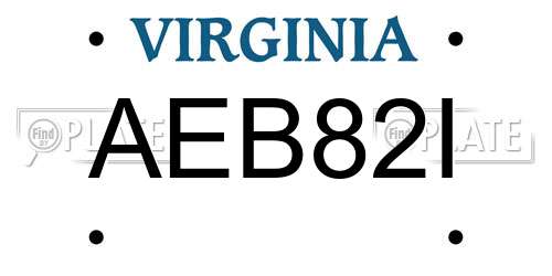AEB82I Virginia License Plate