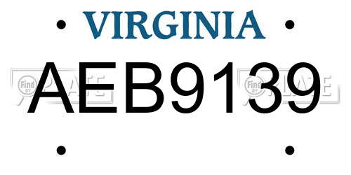 AEB9139 Virginia License Plate