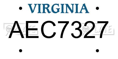 AEC7327 Virginia License Plate