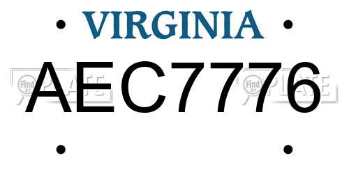 AEC7776 Virginia License Plate
