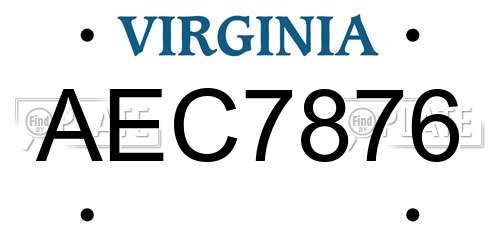 AEC7876 Virginia License Plate