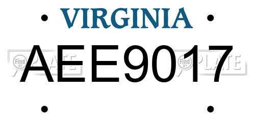 AEE9017 Virginia License Plate