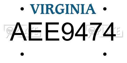 AEE9474 Virginia License Plate