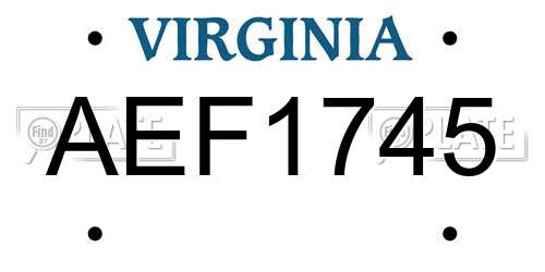 AEF1745 Virginia License Plate