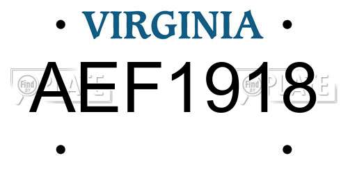 AEF1918 Virginia License Plate