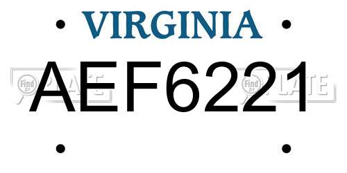 AEF6221 Virginia License Plate