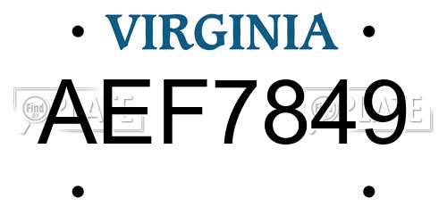 AEF7849 Virginia License Plate
