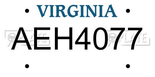 AEH4077 Virginia License Plate