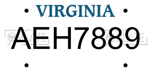 AEH7889 Virginia License Plate