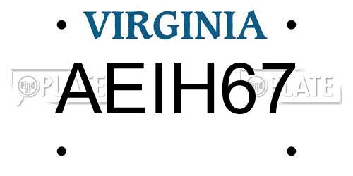 AEIH67 Virginia License Plate